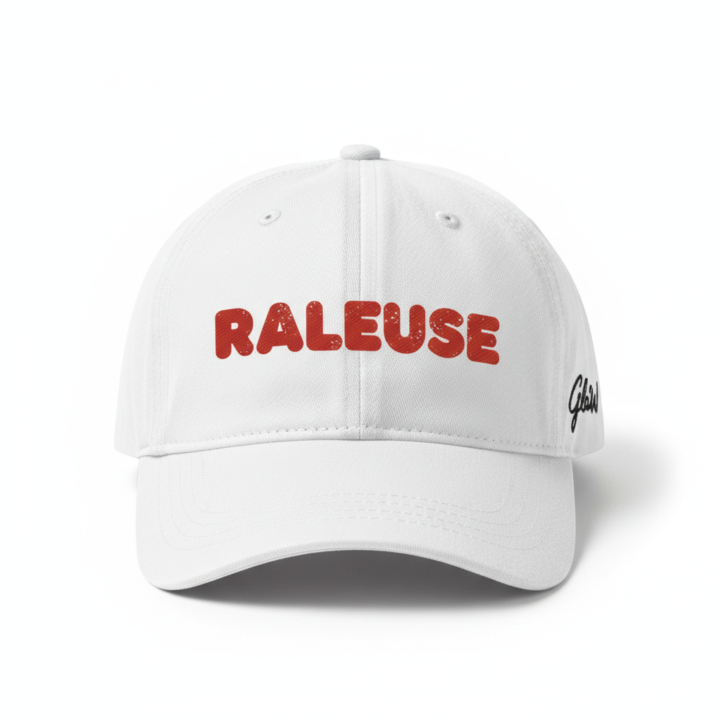 Casquette blanche RALEUSE en rouge vintage rétro avec GlaW