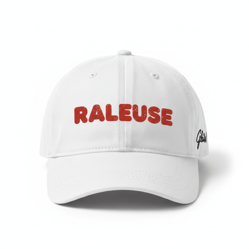 Casquette blanche RALEUSE en rouge vintage rétro avec GlaW