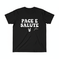 T-shirt noir PACE E SALUTE vintage avec signe des cornes